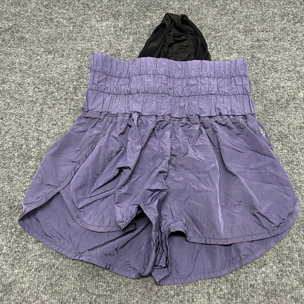 FP Movement Shorts Womens Size S Purple High Rise Smocked The Way Home Athletic